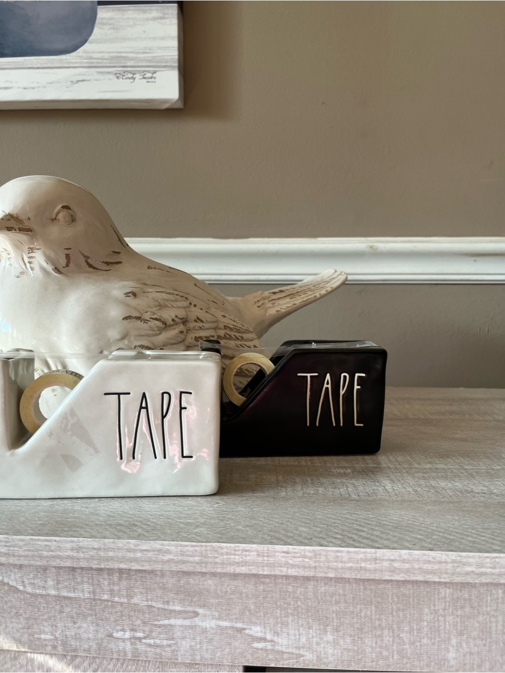 Rae Dunn Ceramic Themed Tape Dispensers - Black & White